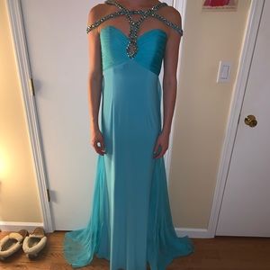 Blue Sherri Hill prom dress